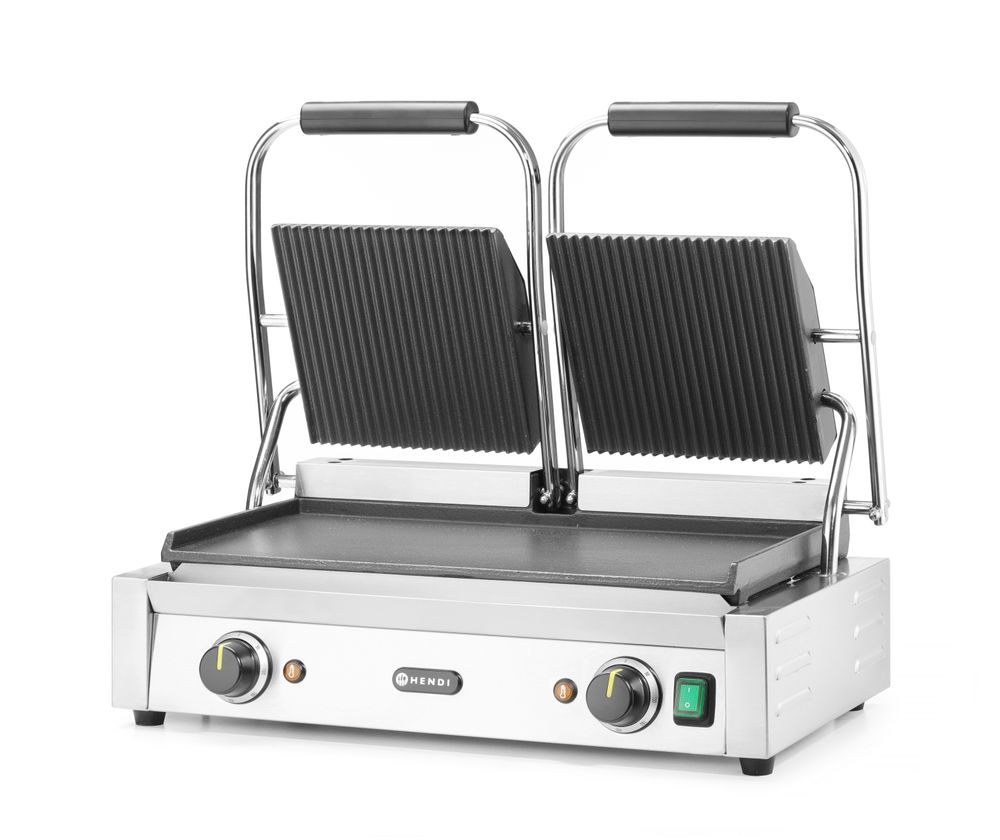Kontaktgrill - Doppelversion    oben gerillt  unten glatt  230V/3600W  570x395x(H)510mm-ING11603