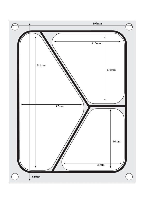 Matrize für Versiegelungsmaschine    ein dreiteiliger Behälter (227x178 mm)-ING11294