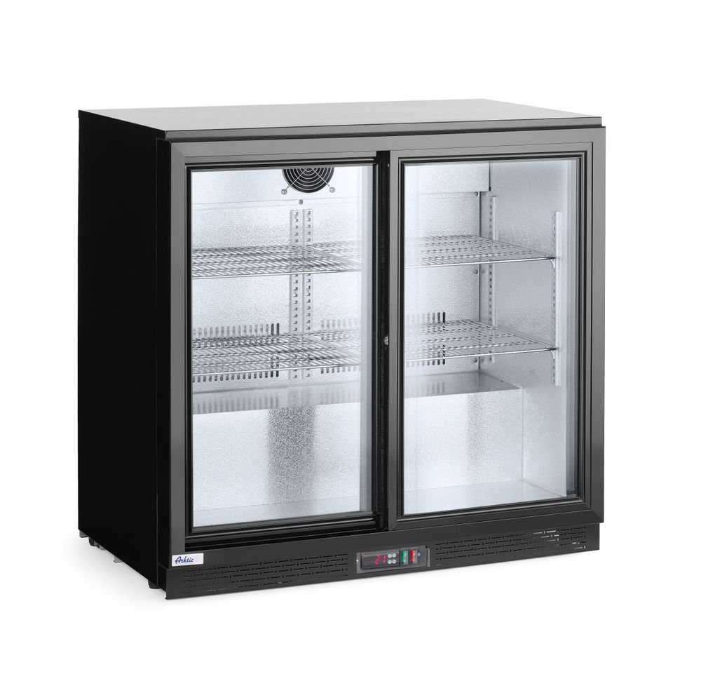 Backbar-Kühlschrank mit doppelten Schiebetüren Arktic 197L Schwarz 220-240V/160W 900x520x(H)865mm-ING11193