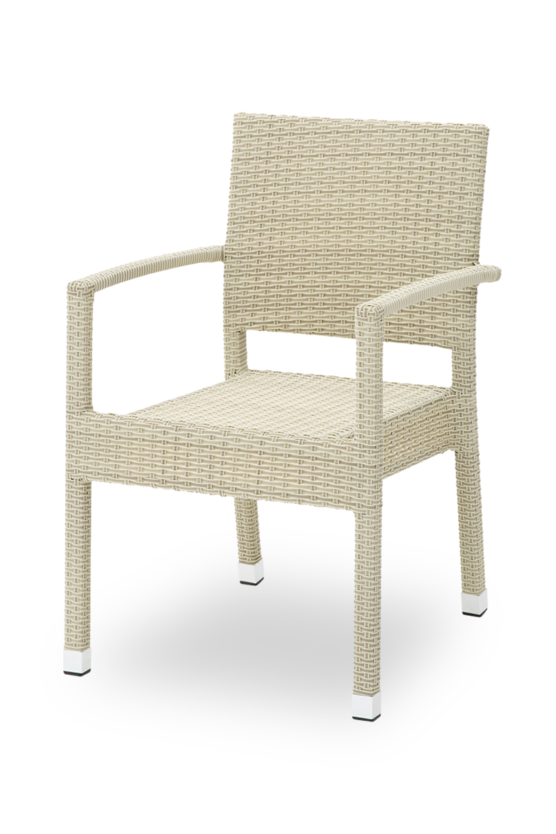 Polyrattan Stuhl Venedig Beige mit Armlehne-SW10257