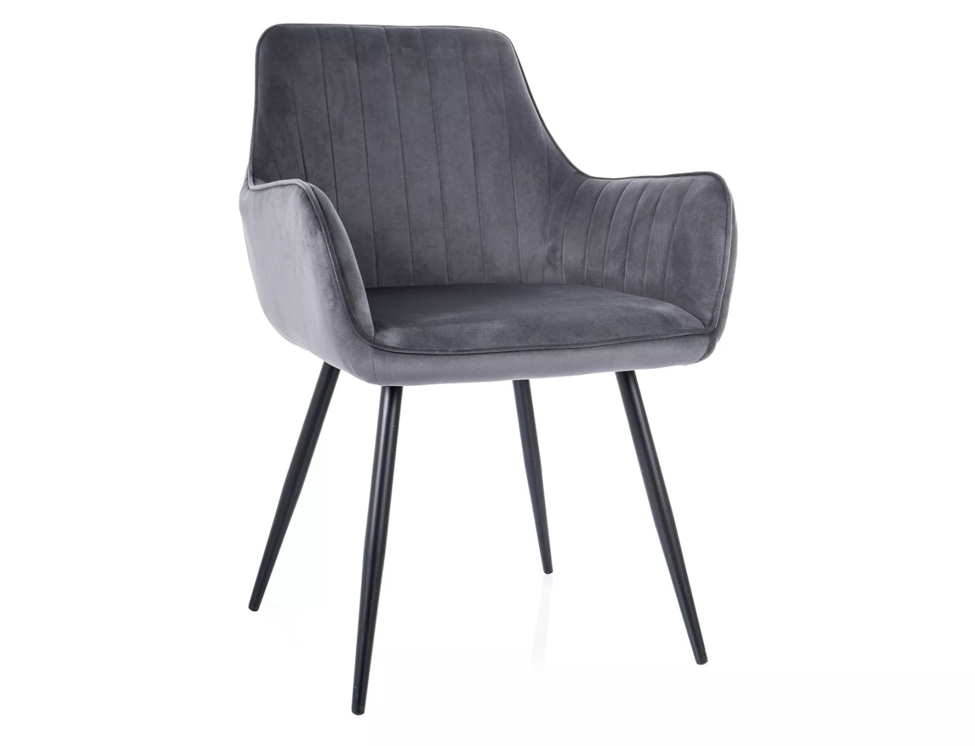 Chaise de restaurant Bistro Silvia tissu velours gris avec accoudoirs 