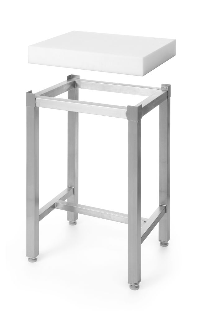 Hackblock aus Polyethylen mit Untergestell Set Weiß 500x400x(H)800mm-ING12996
