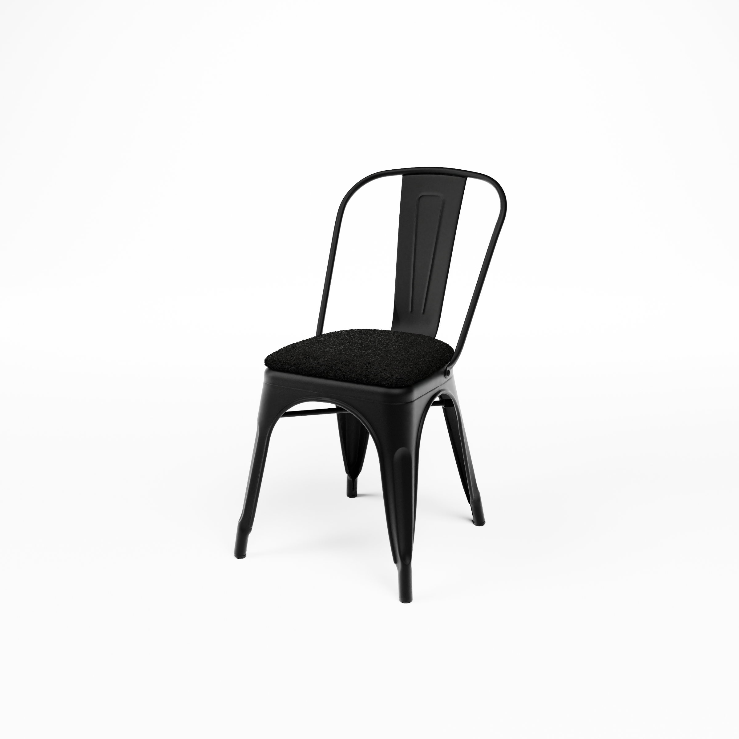 Restaurant Bistro Stuhl aus Stahl Stool Velours mit Sitzpolster Teddy Schwarz