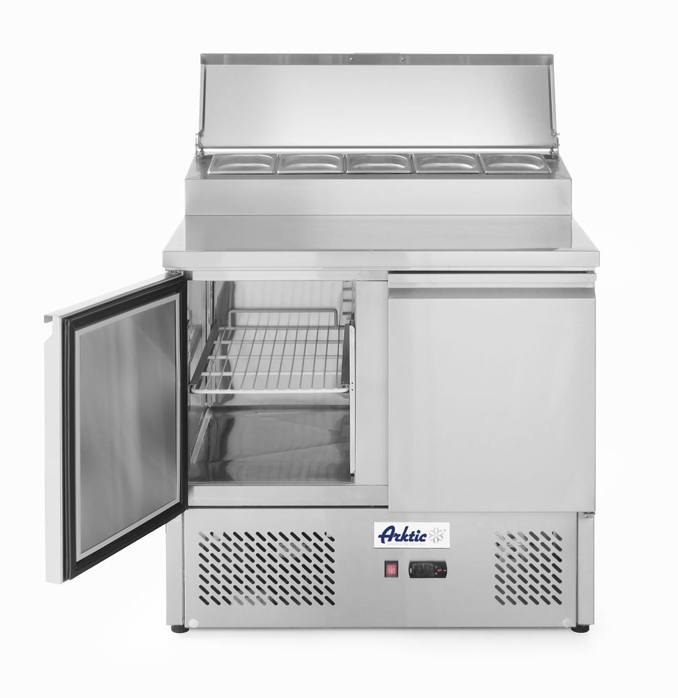 Kühltisch zweitürig mit Aufsatz-Kühlvitrine 300 L Arktic 230V/310W 900x702x(H)1265mm-ING11206