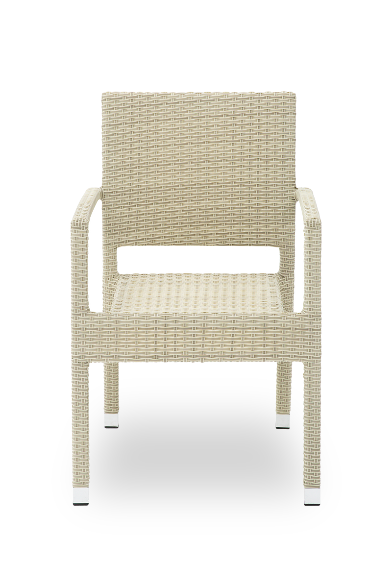 Polyrattan Stuhl Venedig Beige mit Armlehne-SW10257