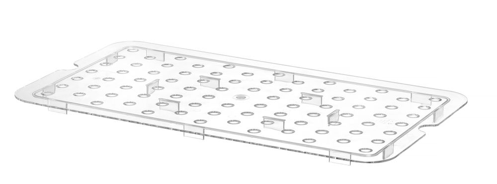 Perforiertes Abtropfgitter für Gastronorm-Behälter aus Polycarbonat Profi Line GN 1/1 Transparent 46-ING12266