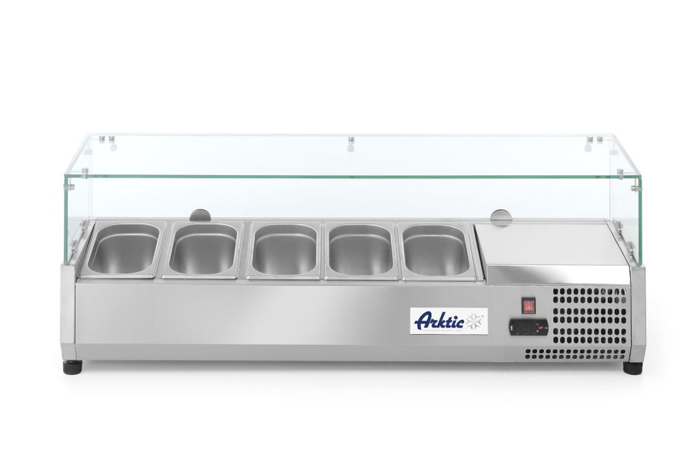 Aufsatz-Kühlvitrine Gastronorm 1/4 Arktic 5x GN 1/4 230V/180W 1205x335x(H)460mm-ING11248
