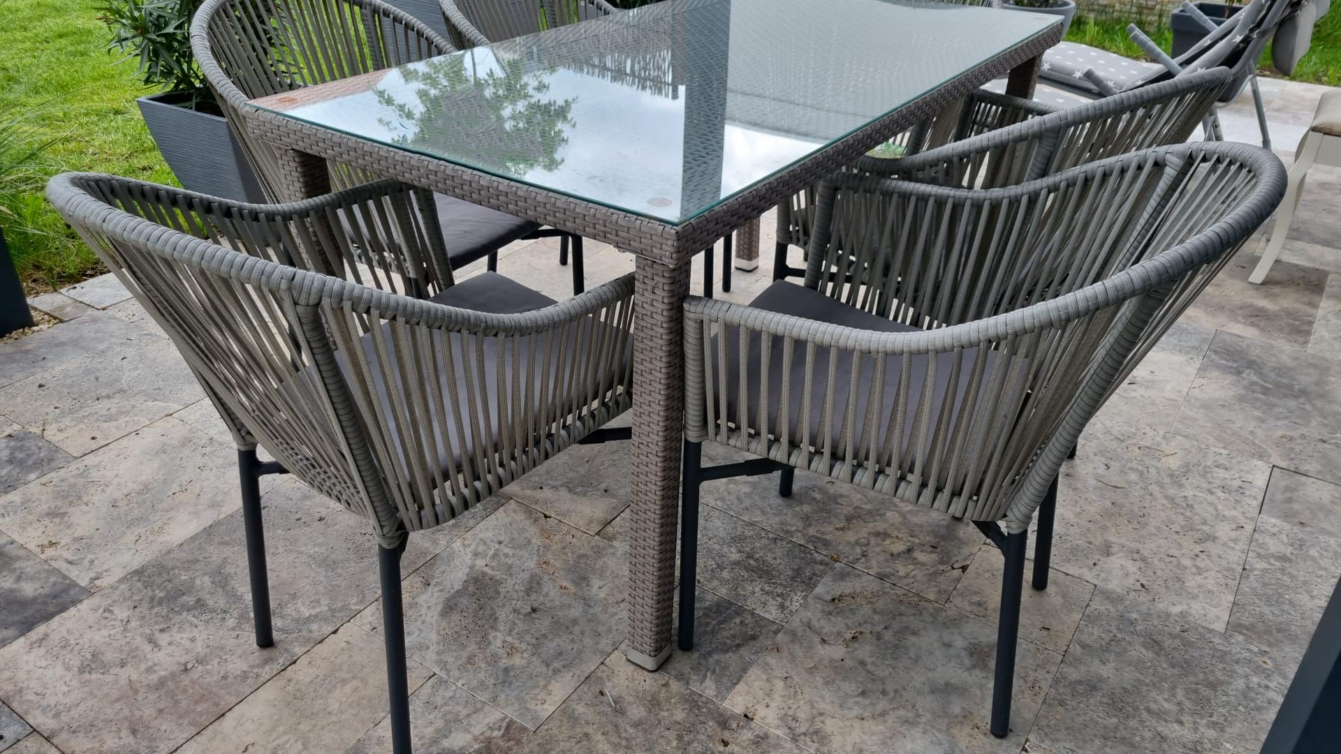 Polyrattan Stuhl Parma Grau Outdoor-SW10412