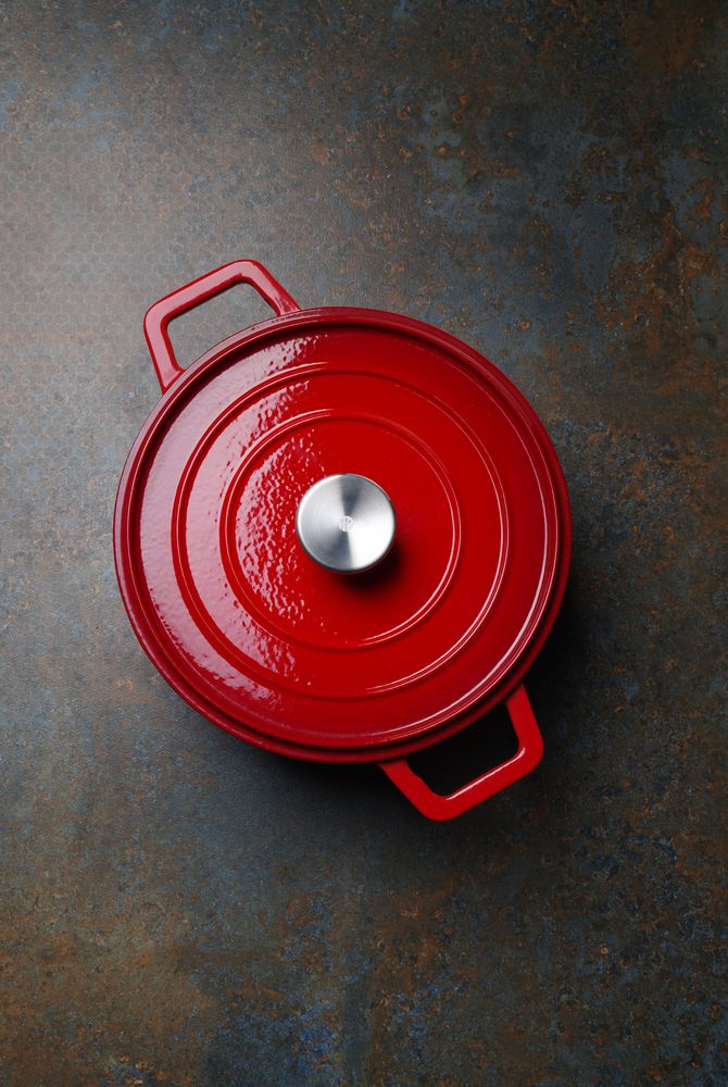Emaillierter Gusseisentopf 37L Rot 317x240x(H)105mm-ING11962