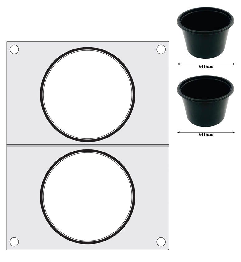 Matrize für Versiegelungsmaschine    zwei runde Behälter (ø115 mm)-ING11295