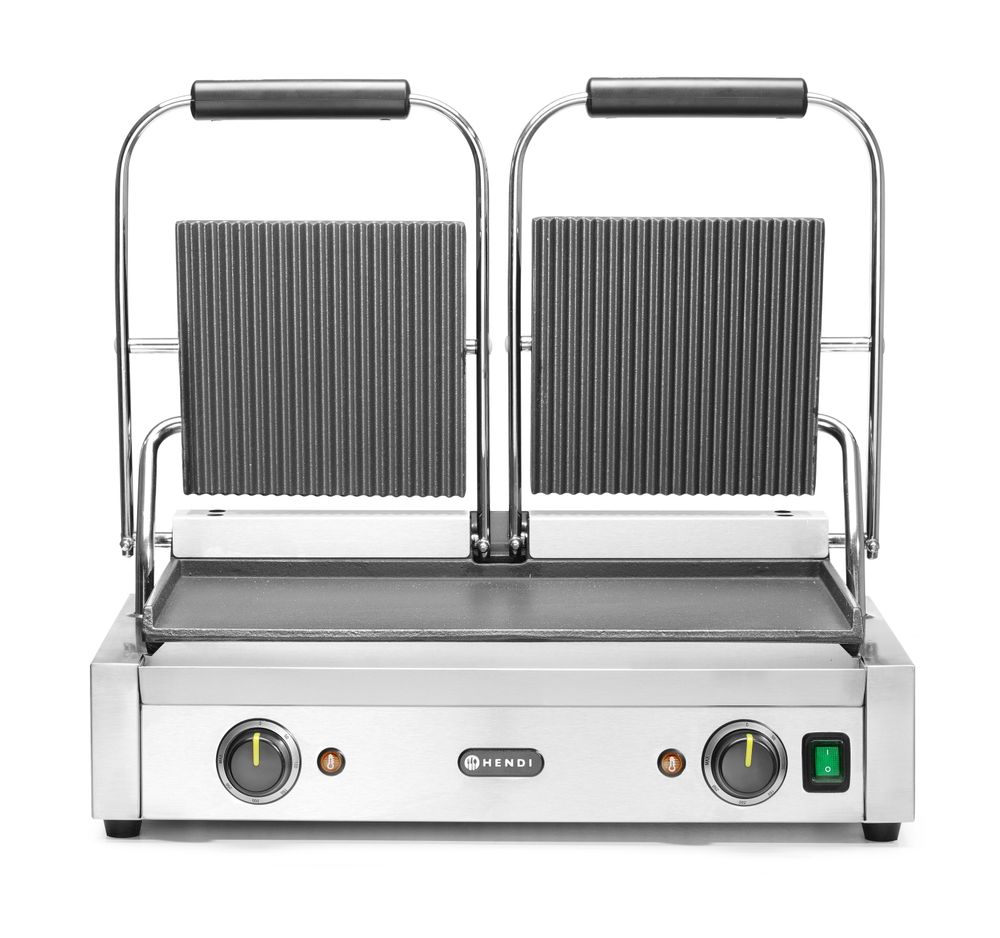Kontaktgrill - Doppelversion    oben gerillt  unten glatt  230V/3600W  570x395x(H)510mm-ING11603