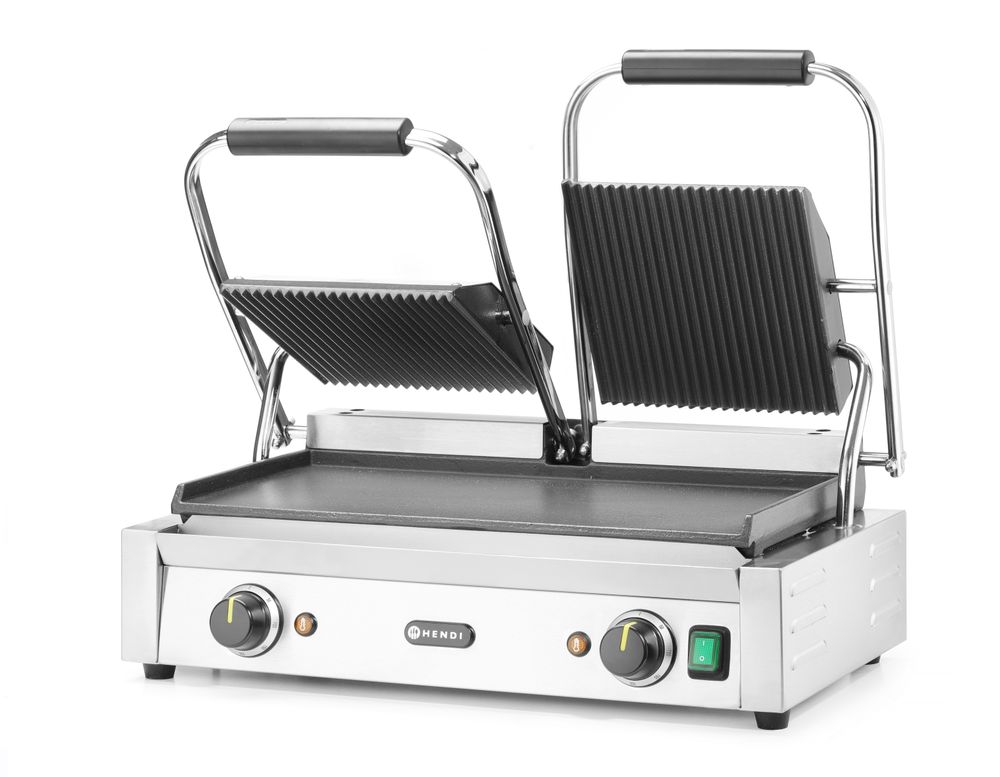 Kontaktgrill - Doppelversion    oben gerillt  unten glatt  230V/3600W  570x395x(H)510mm-ING11603